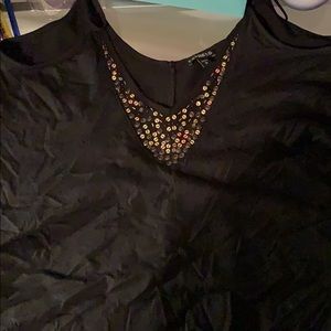 Black Tank top with Gold sequins.